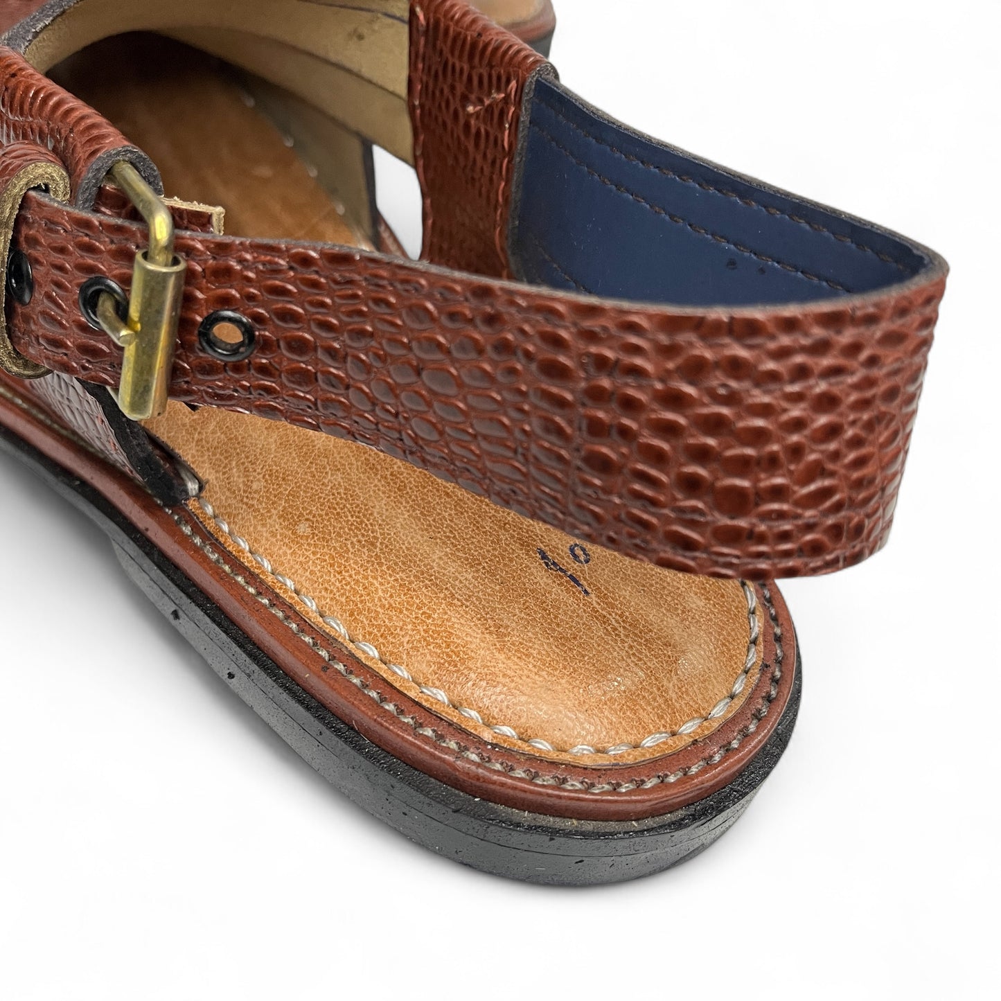 Premium Leather Peshawari Chappal - Lizard Brown