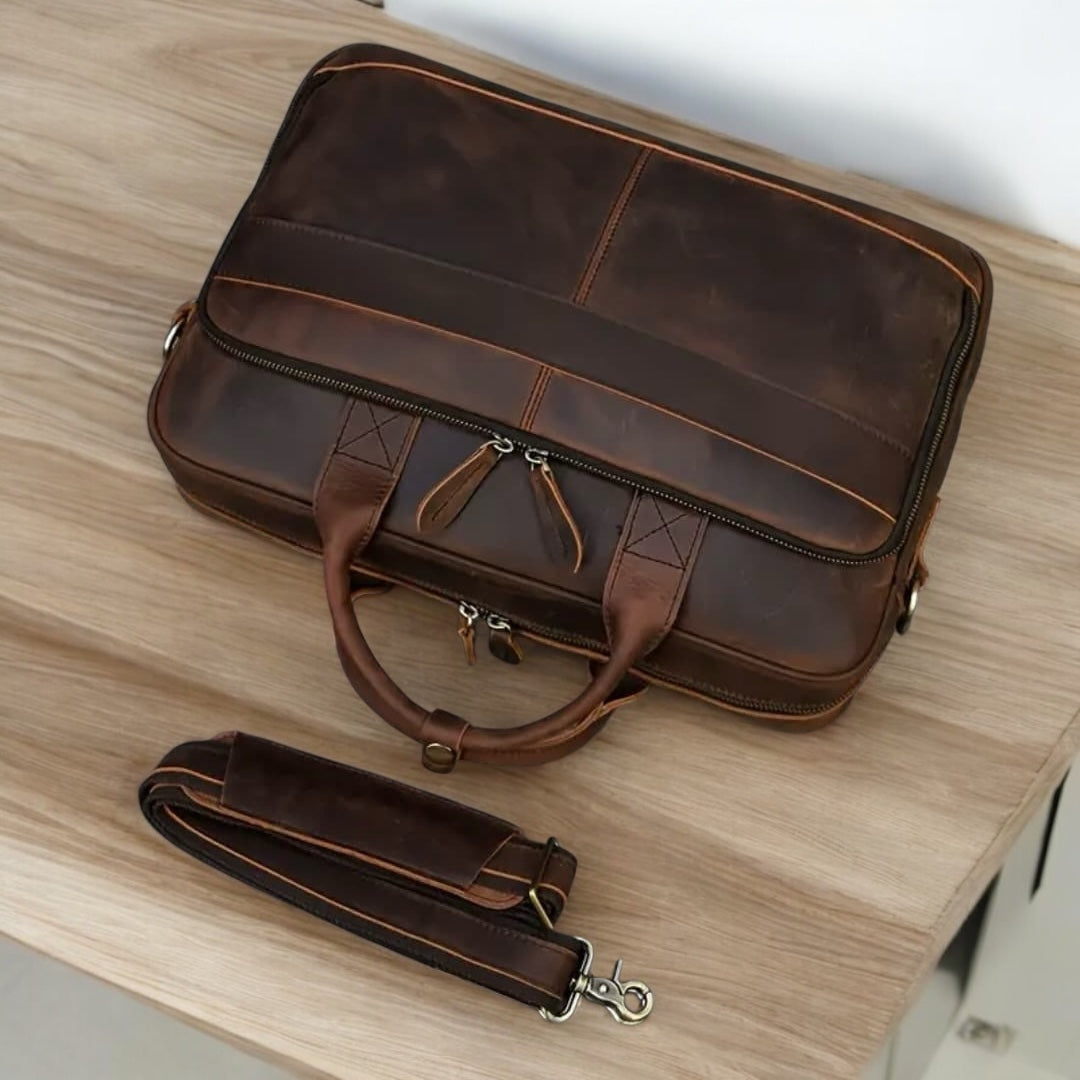 Premium Bull & Buffalo Pull-Up Leather Laptop Bag 100% Pure Leather