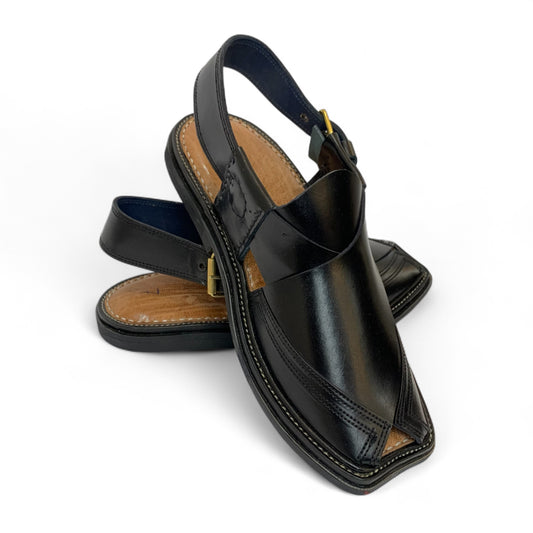 Classic Peshawari chappal - Original Charsadda - Black