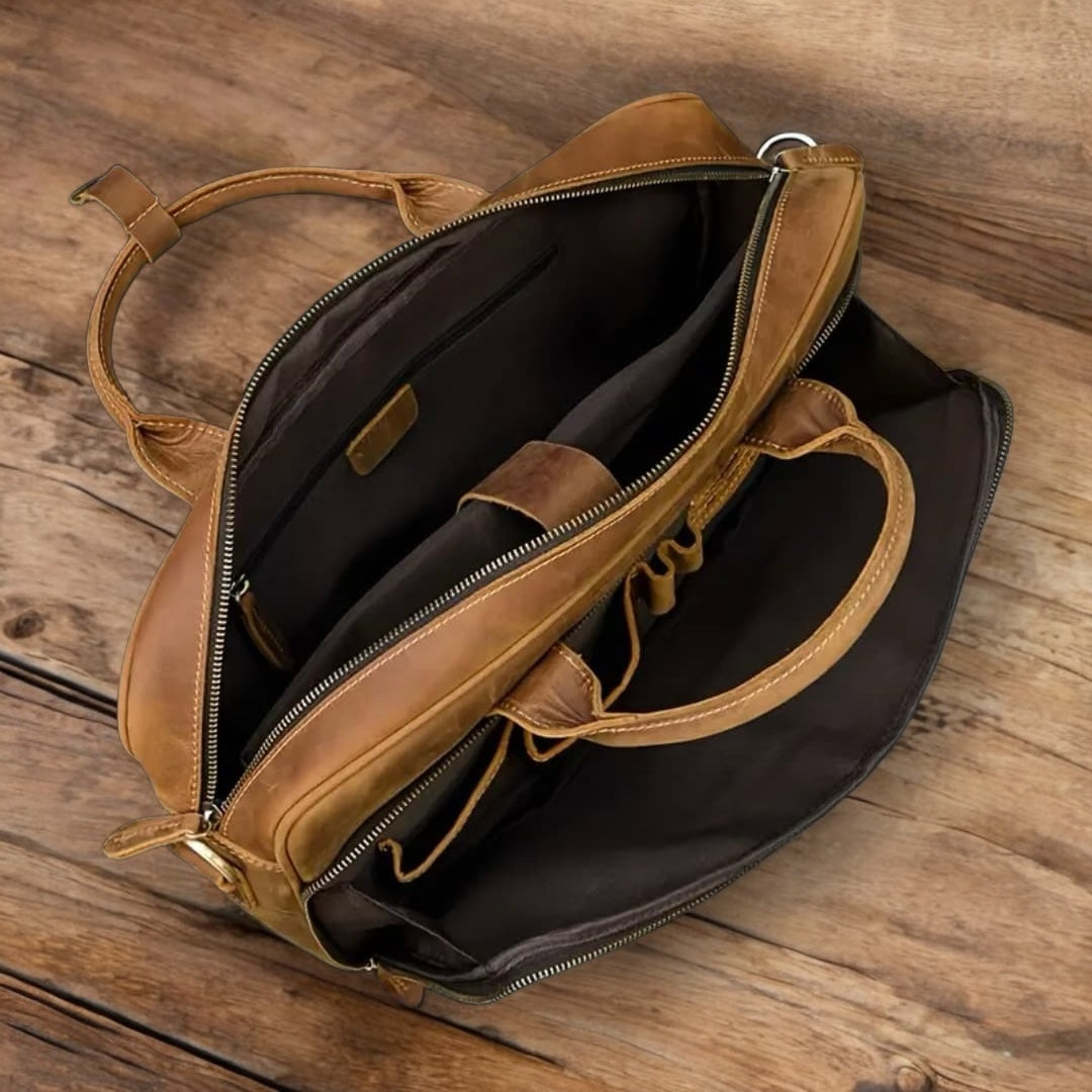 Premium Bull & Buffalo Pull-Up Leather Laptop Bag 100% Pure Leather