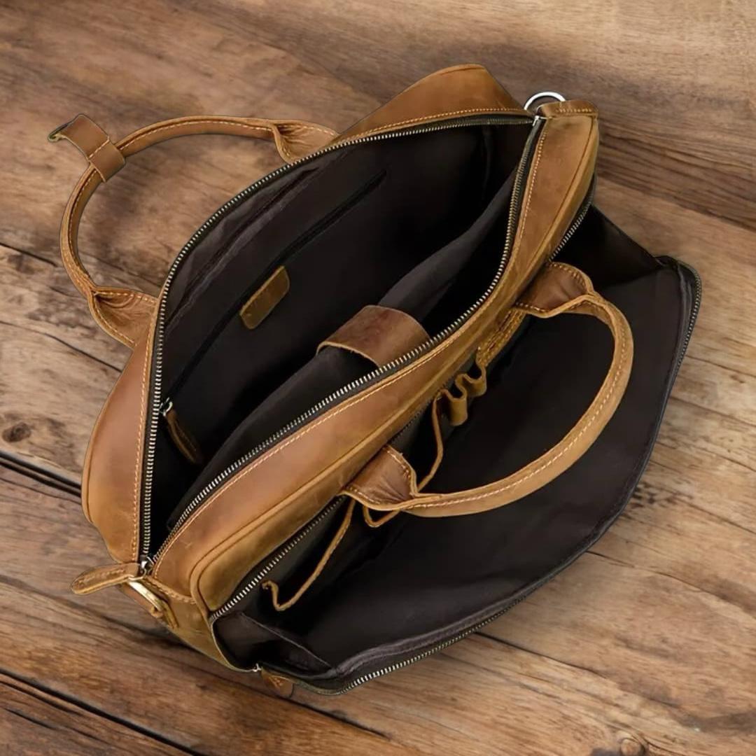 Premium Bull & Buffalo Pull-Up Leather Laptop Bag 100% Pure Leather