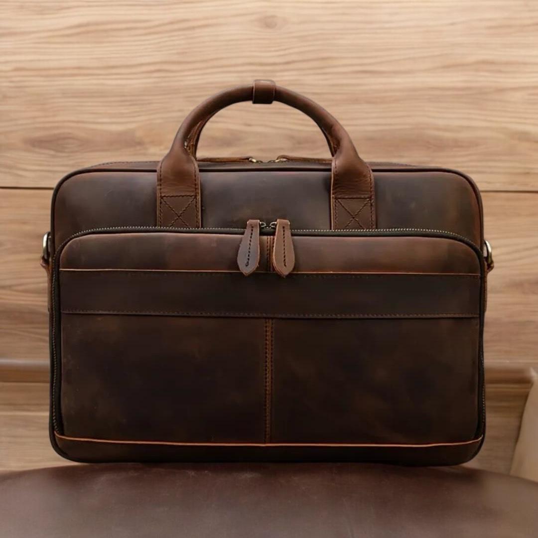Premium Bull & Buffalo Pull-Up Leather Laptop Bag 100% Pure Leather