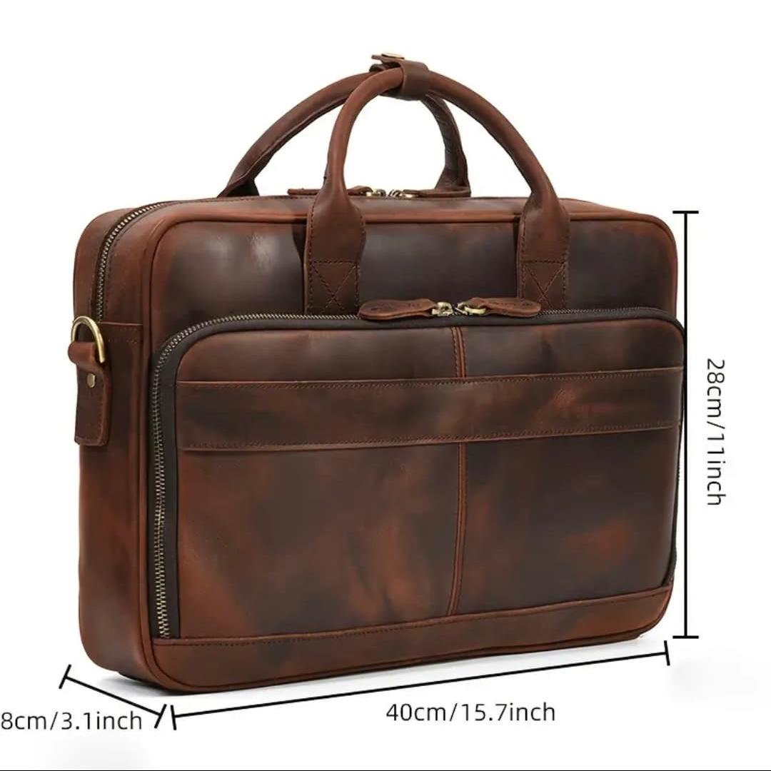 Premium Bull & Buffalo Pull-Up Leather Laptop Bag 100% Pure Leather