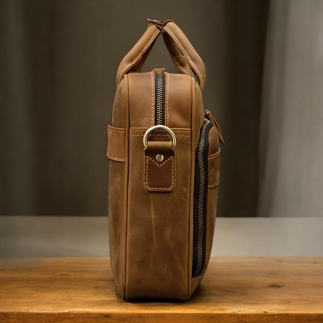 Premium Bull & Buffalo Pull-Up Leather Laptop Bag 100% Pure Leather