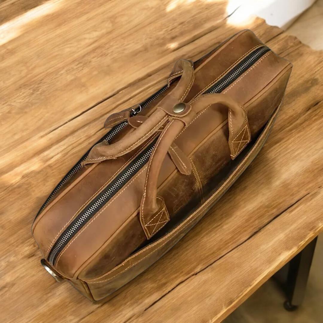 Premium Bull & Buffalo Pull-Up Leather Laptop Bag 100% Pure Leather