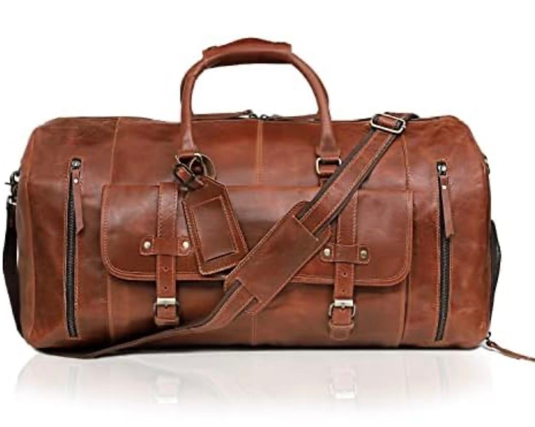 Premium Bull & Buffalo Leather Duffel Bag 100% Pure Leather