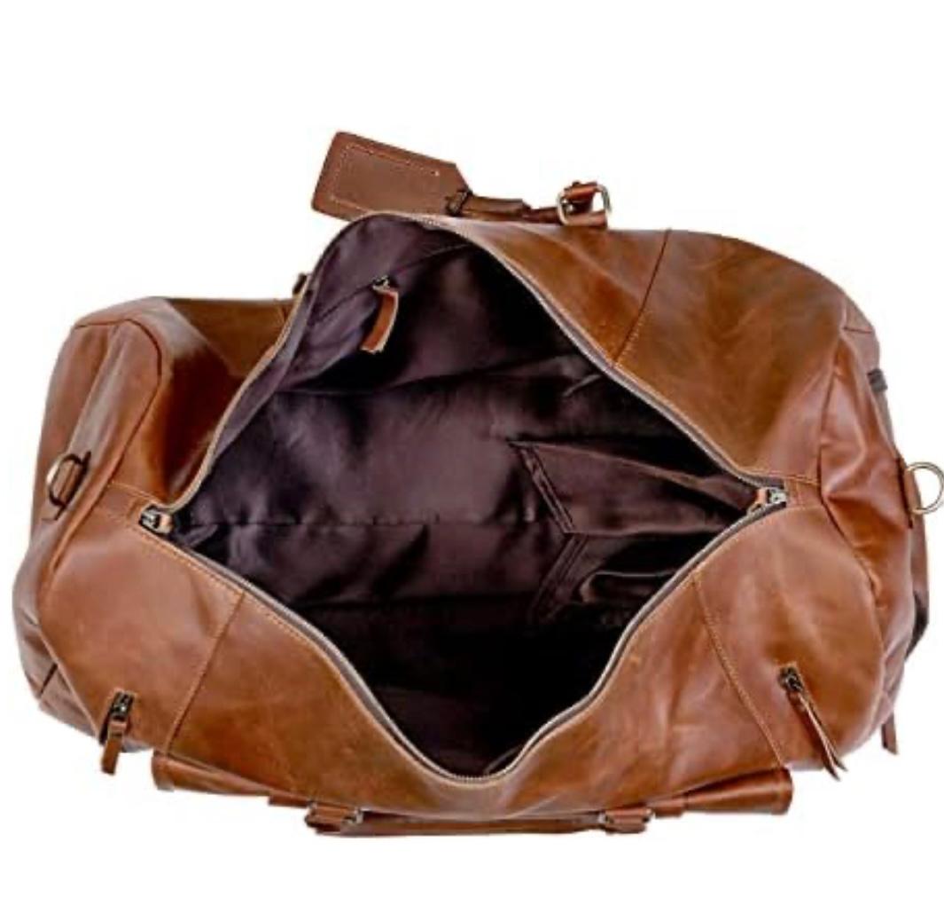 Premium Bull & Buffalo Leather Duffel Bag 100% Pure Leather