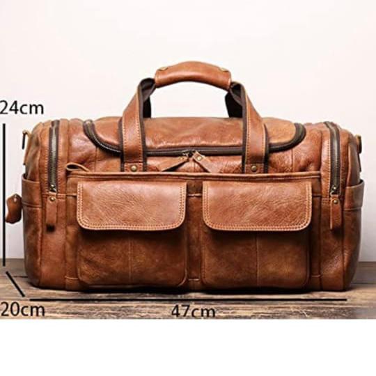 Premium Bull & Buffalo Leather Duffel Bag 100% Pure Leather