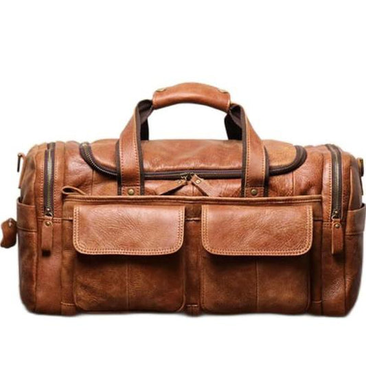 Premium Bull & Buffalo Leather Duffel Bag 100% Pure Leather