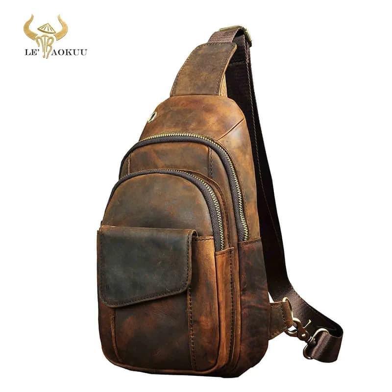 Premium Bull & Buffalo Leather Crossbody Bag 100% Pure Leather
