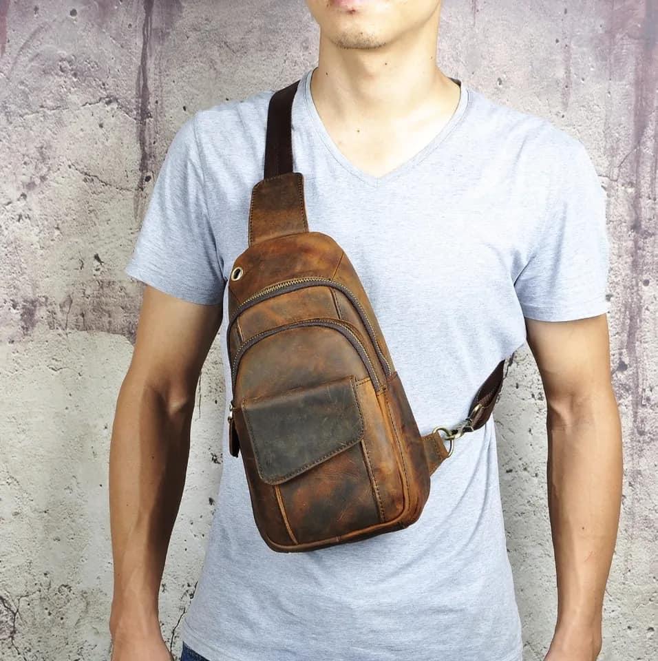 Premium Bull & Buffalo Leather Crossbody Bag 100% Pure Leather