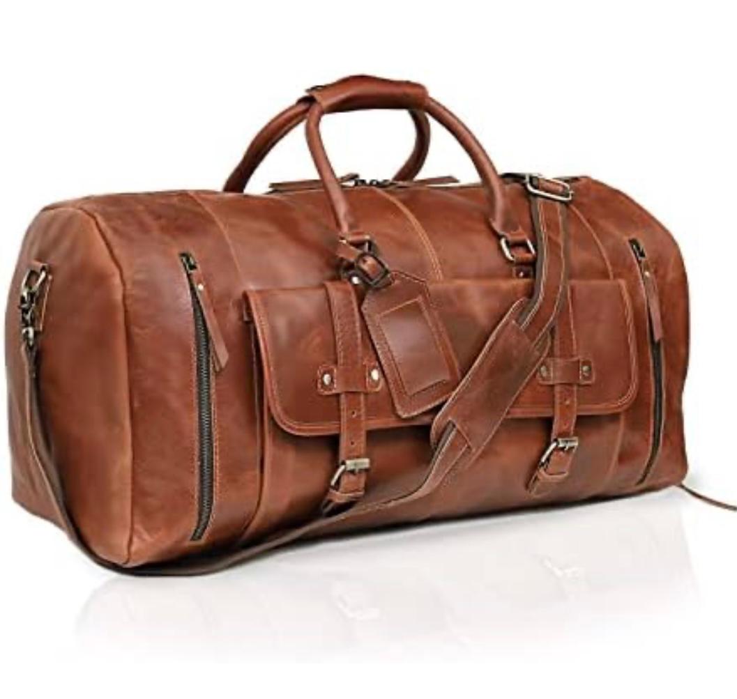 Premium Bull & Buffalo Leather Duffel Bag 100% Pure Leather