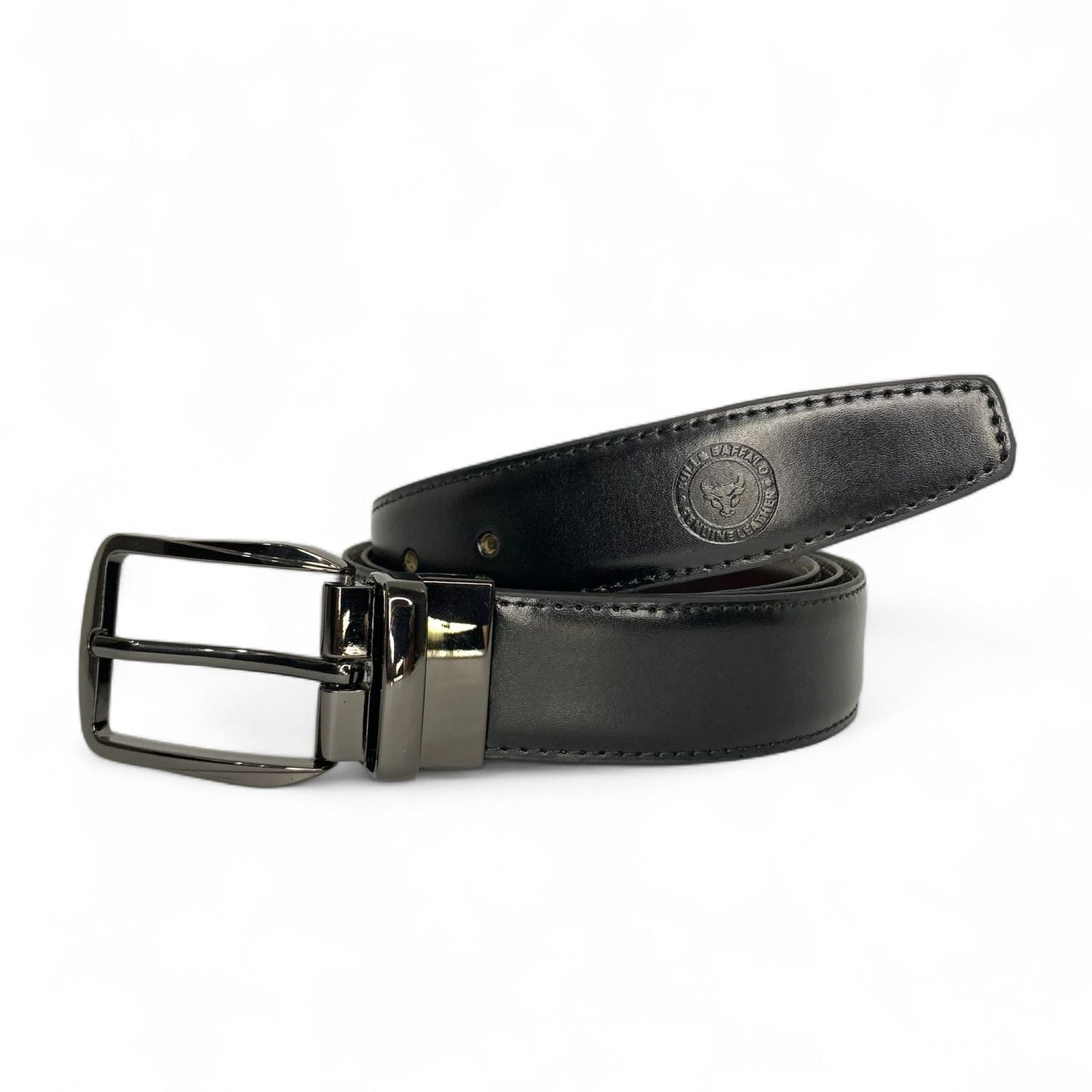 Premium Bull & Buffalo Leather Belt for Men Pure Formal, 35mm Wide, Double-Sided Reversible