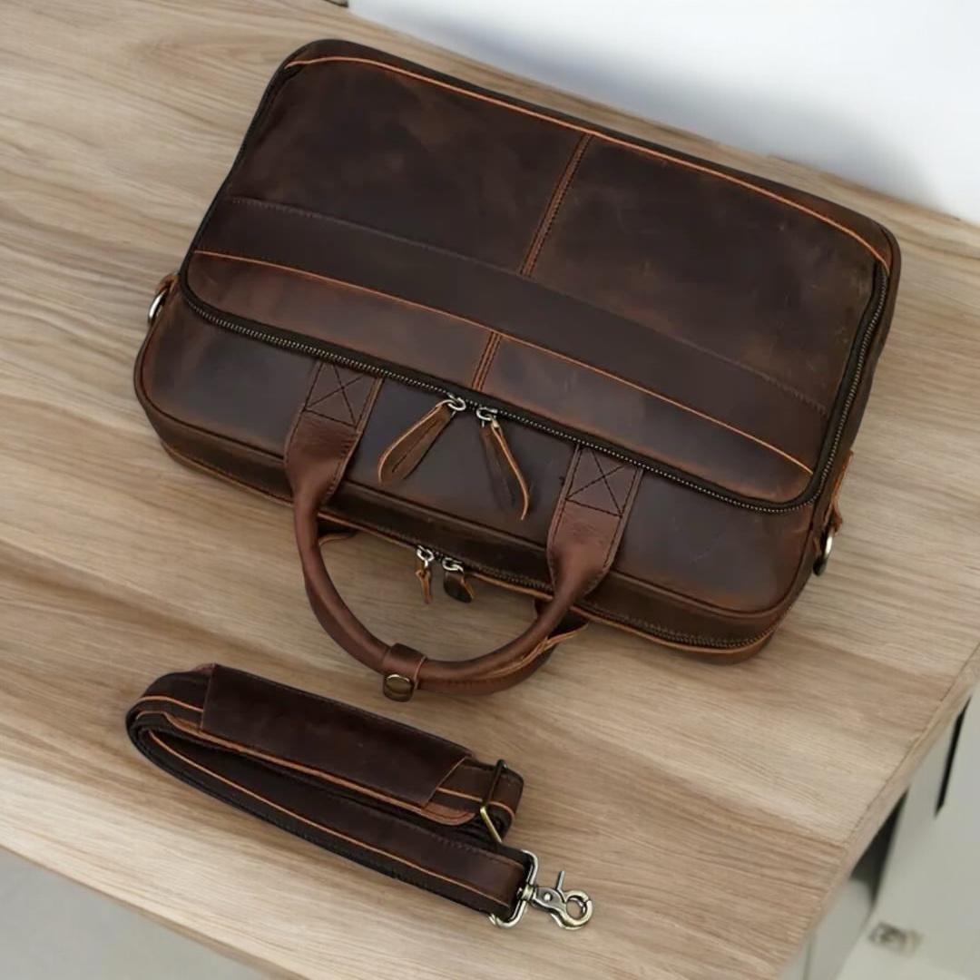 Premium Bull & Buffalo Pull-Up Leather Laptop Bag 100% Pure Leather