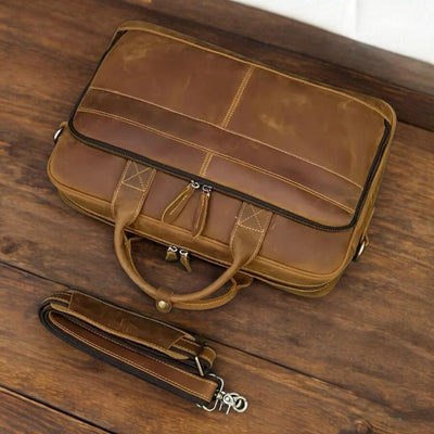 Premium Bull & Buffalo Pull-Up Leather Laptop Bag 100% Pure Leather