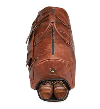 Premium Bull & Buffalo Leather Duffel Bag 100% Pure Leather