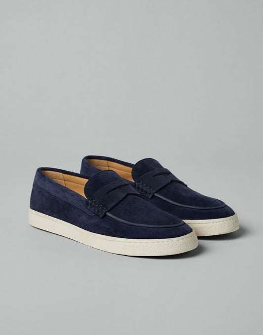 Suede Loafers - Navy Blue